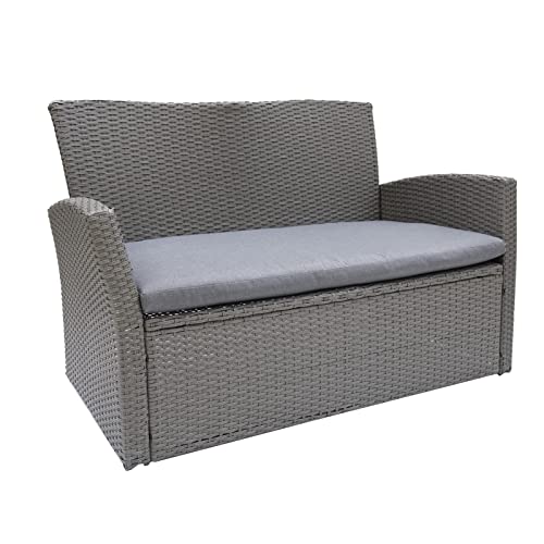 Helios&Hestia All Weather Patio Steel Loveseat Outdoor Sofa Chair with Arms and Cushions, Grey Helios&Hestia All Weather Patio Steel Loveseat Outdoor Sofa Chair with Arms and Cushions, Grey