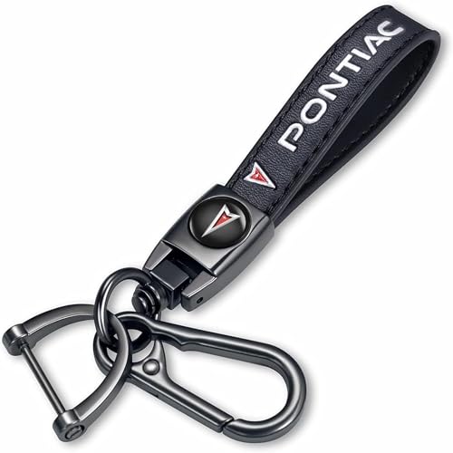 Image of Genuine Leather Car Keychain for Pontiac Key Chain for Men and Women Family Present Key Ring Accessories(Black)