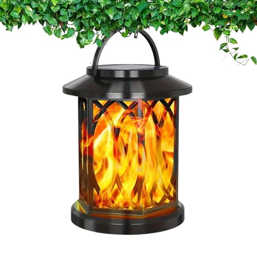 Farolillos de exterior | Lámpara LED con pinza de llama parpadeante – Lámpara solar con llama parpadeante para la terraza | para jardín, balcón, terraza, decoración, iluminación de vallas, fiestas