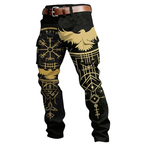 Dasongff - Pantalones de trabajo para hombre, vikingos, mitología nórdica, runas, pantalones de carga, estiramiento, cintura elástica, pantalones de senderismo al aire libre, resistentes al desgaste