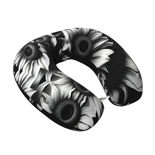 Almohada para cuello de poliéster negra estampada miniatura 2