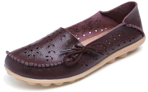 Image of Women's Floral Leather Slipper Loafers Flat Shoes Slip-Ons