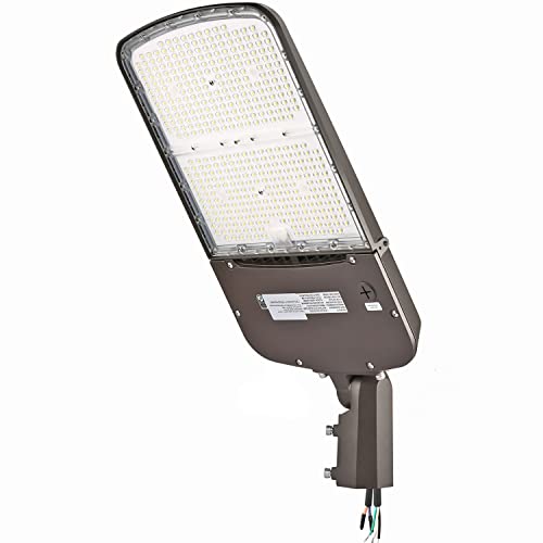 ECCFUTLL 300W Outdoor LED Parking Lot Light with Slip Fitter Mount, 0-10V Dimmable, 5000K, 45000LM [1000W HPS/HID Equiv] UL Dusk to Dawn Photocell Sensor LED Commercial LED Flood Light