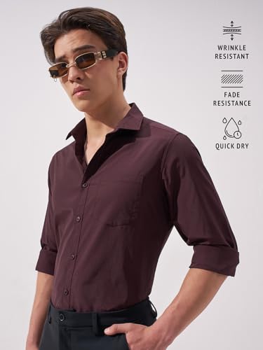 Image of Highlander Men's Slim Fit Formal Shirt | Solid Formal Shirt for Men | Comfortable Fabric | Stylish Design for Everyday Use & Office Wear
