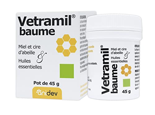 Anidev - Vetramil Baume - Baume Protecteur pour Chien - Réparateur Multi-Espèces À Base De Miel - Huiles Essentielles - 45g