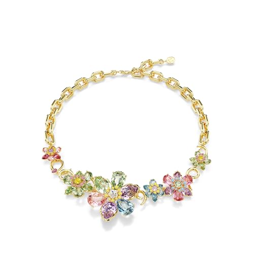 Swarovski Idyllia Necklace, Mixed cuts, Flower, Multicolored, Gold-Tone Finish