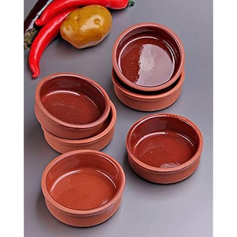 Seladan Clay Oven Proof Dishes Set of 6, for Tapas, Gratin, Güvec, Greixonera, Cazuela - for Casserole Dishes |6 Pieces Clay Bowl for Delicious Desserts and Meals Cover