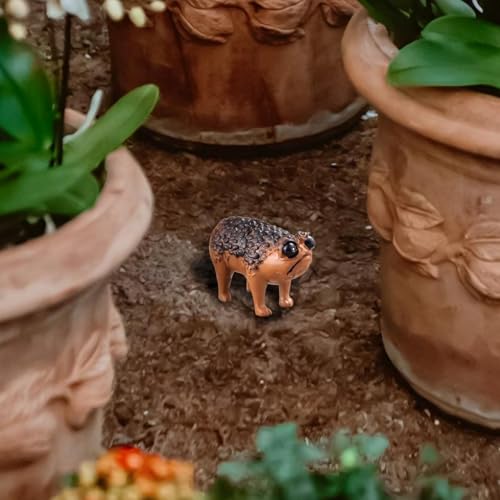 Estatua de rana gruñona de resina para decoración de jardín miniatura 5