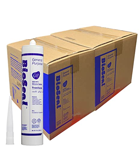 Translucent BioSeal 100% RTV Silicone Sealant Caulk General Purpose, Waterproof and No Odor 10.1 Ounce Cartridge -Translucent 50 Set