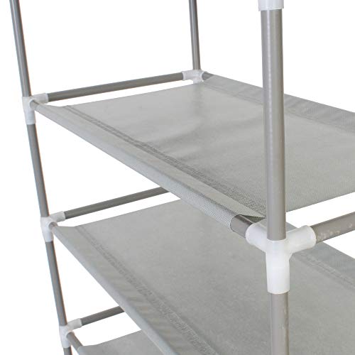 Image of OBBO 9-Layer Collapsible Shoe Rack - Space-Saving Shoe Organizer for Home, Closet, Hallway - Portable Foldable Storage Shelf for Shoes, Slippers, Boots - Compact and Durable Metal Frame-Grey