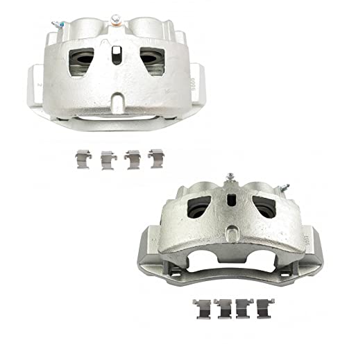 Image of TRQ Front Brake Caliper Set Zinc Coated Brackets Hardware Compatible with 2011-2018 Chevrolet Silverado 2500 HD Silverado 3500 HD Suburban 3500 HD 2011-2018 GMC Sierra 2500 HD Sierra 3500 HD