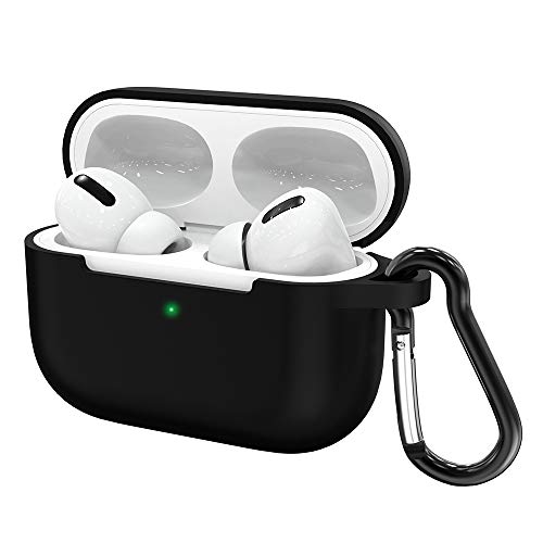 AirPods Pro Case, ELECDOLPH Soft Silicone Cover for AirPods Pro Case, Slim-Fit, Visible Front LED, Scratch-Resistant Case Skin for AirPods Pro Charging Case (Black)