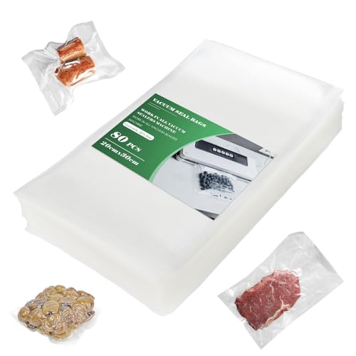 Fousenuk 80 Sacs Sous Vide Alimentaire, Sachet Film Congelation Mise Poche Vide 20cm × 30cm pour Machine Vide Alimentaire, Compatible avec N'Importe Quelle...