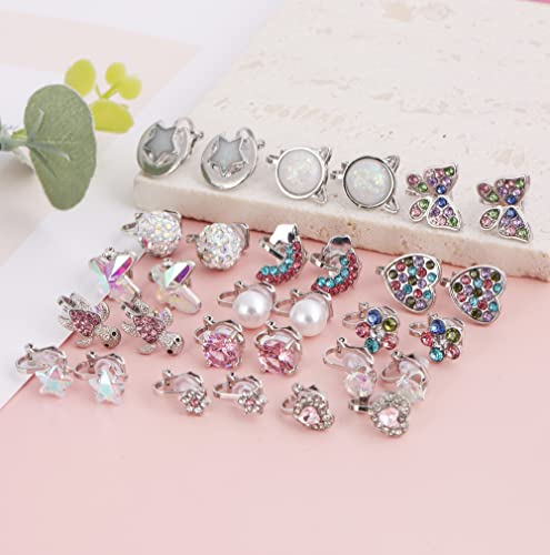 Firazio 15 Pairs Cute Clip On Earrings For Women Girls Hypoallergenic Butterfly Flower Pearl Rainbow Cz Clip-On Earrings Women Multicolored Non-Pierced Earrings Set #TOP4