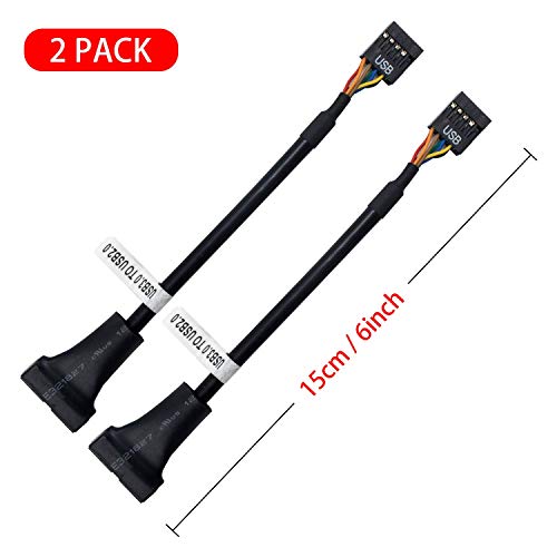 Image of Duttek (2-pack) 6 inch 19 Pin USB 3.0 Female To 9 Pin USB2.0 Male Motherboard Cable Adapter Converter(Black)