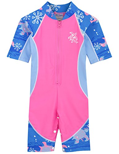 Tuga Girls Short Sleeve One Piece Swimsuit 3mos-7 Years, UPF 50+ Sun Protection