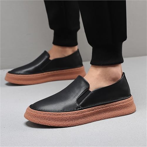 Loafers for Men's Pu Leather Comfor Party Solid Color Round Toe Casual Non Slip Low Top Block Heel Anti-Slip Shoe Slip On3