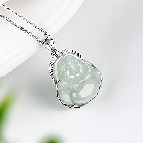 UTHTY Collier de Jade Feng Shui en Argent 925 incrusté avec Pendentif Bouddha en jadéite...
