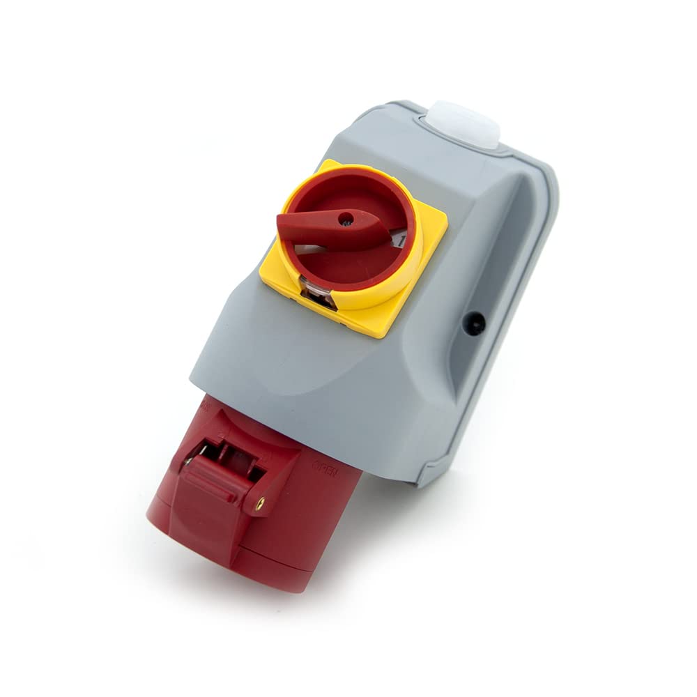 ELS Elektrotechnika Kombi Wandsteckdose Baustromverteiler Wandverteiler 1x CEE 16A + Hauptschalter 0-1, Stromverteiler Verkabelt, für Innen und Außen, Werkstätten und Fabriken IP44