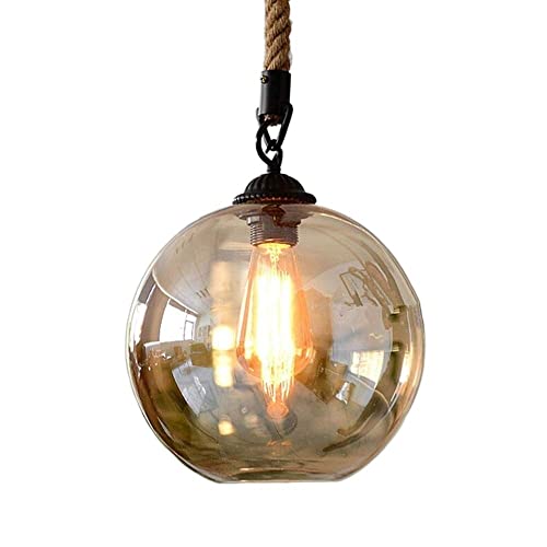 Boule de cristal et corde de chanvre pour ce plafonnier industriel haut de gamme