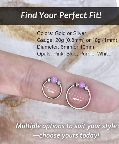 Opal Nose Rings Hoops and Corkscrew Nose Studs Sets for Women Men,Hypoallergenic 316L Surgical Stainless Steel Hinged Clicker Segment Nose Rings Hoop Helix Cartilage Daith Tragus Sleeper Earring3
