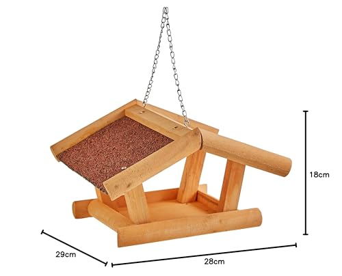 Kerbl Pet Futterhaus Stubbs, 29x28x18 cm, wetterfestes Bitumendach, mit Aufhängekette, mit Dachüberstand schützt Futter