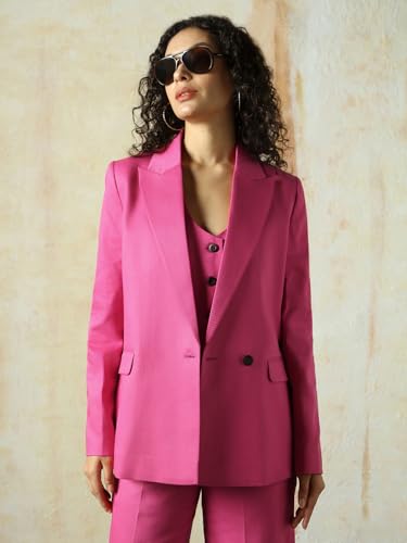 Image of High Star Women Solid Longline Length Oversized Notch Lapel Collar Full Sleeve Blazer