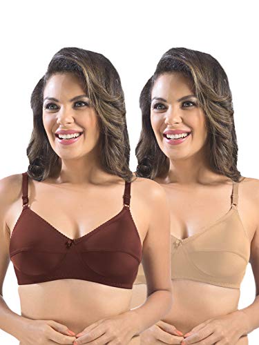 Image of SONARI Womens Cotton Everyday Bra | Non Padded, Wire Free, Comfortable Bra with Seamed Cups | Medium Coverage, Hook and Eye Closure for Everyday Wear | Adjustable Strap for a Customized Fit - Loreal