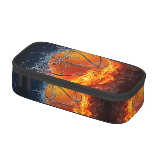 Image of Cool Basketball Ball Pencil Case Big Capacity Storage Pencil Pouch Stationery Bags With Zipper Portable Pen Holder Box Organizer For Boys Girls Teens Student College School Office Supplies