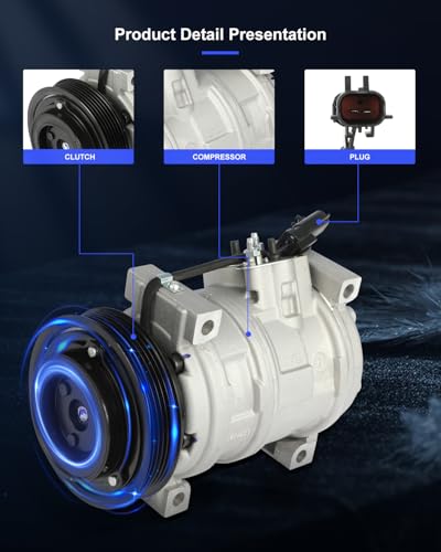 Image of ECCPP AC Compressor Direct Fit for Jeep Liberty L4 2.8L 2005-2006 | 97382,98382,Fast Cooling AC Compressor with Clutch Low Vibration Under 72db Reduces Engine Load Fuel Efficient