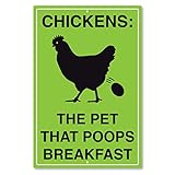 Chickens The Pet That Poops Breakfast Metal Sign • Farm Sign • Rustic Sign • Funny Sign Gift