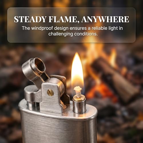 Encendedor metálico kerosene vintage plata suave miniatura 3