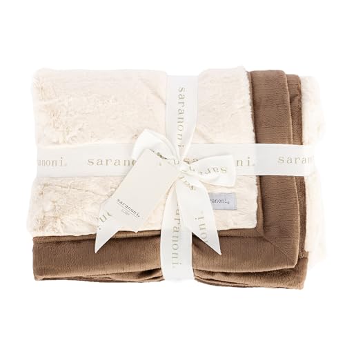 Image of Saranoni Luxury Receiving Blankets for Babies | Ultra-Soft Lush and Boutique Quality Baby Blanket | Ivory Swirl Gingersnap - 40 inch x 30 inch