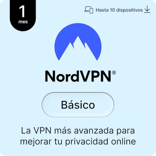 NordVPN Básico, 10 Dispositivos, 1 Mes, Software VPN Premium, Código Digital
