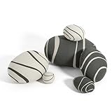 WOWMAX Three-Dimensional Curve Living Stones Pillows 6 Mix Sizes Stuffed Pillows Big Rock Pillows New Pebble Pillows Dark Gray Mix
