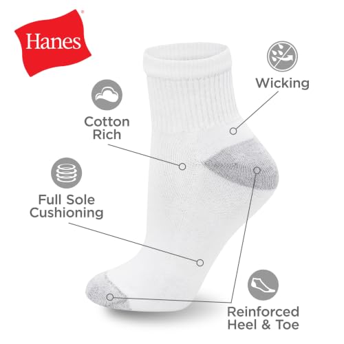 Hanes Womens Value, Ankle Soft Moisture-wicking Socks, Available In 10 And 14-packs Athletic-socks, White - 10 Pack, 5-9 US - image 4