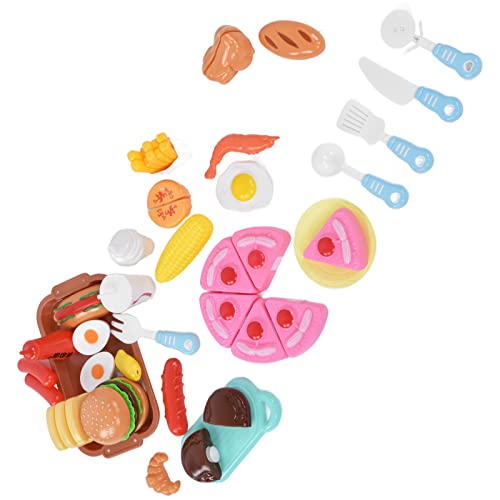 Dilwe Western Food Besteckset, Miniküche Kinderkochsets Kleinkindküche Spielset(HS-Westernfutter Qichele 28PCS ohne Korb…