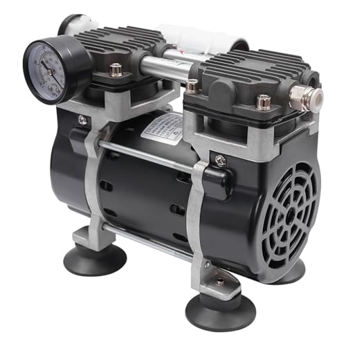 Oil-Free Vacuum Pump 1100W/110V, 7CFM Industrial Oilless Diaphragm Mute Vacuum Pump w/Silencer Pure Copper Motor for Lab Chemistry Food Processing or Packaging