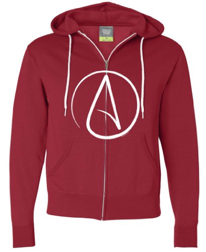 Dolphin Shirt Co Atheist Symbol Zip-Up Sweatshirt Hoodie Asst Colors