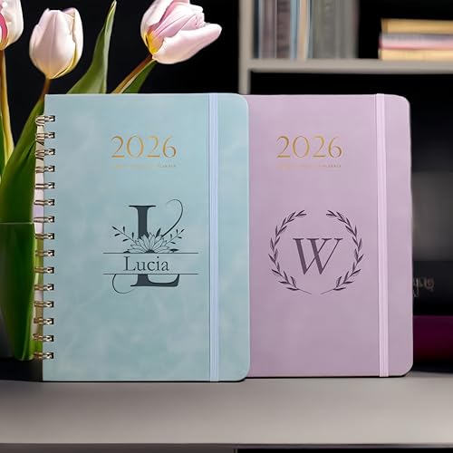 Agenda académica personalizada 2026 para mujeres y hombres，Agenda mensual y semanal. Cuaderno de piel A5 personalizado，Regalo para compañeros de trabajo y jefes，Regalos de Navidad para adolescentes