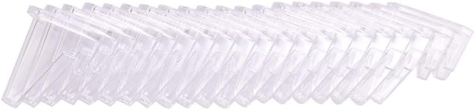 20 Pcs Plastic Coin Display Stand Clear Round Square Case Capsules Holder Easel for Small Boxes Paper Clips ID Cards Home Office Counter Black(Clear)