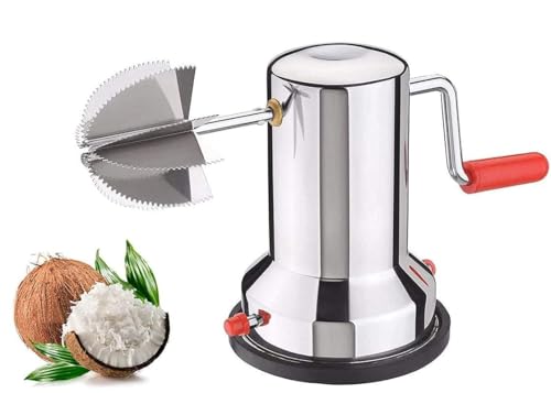 Image of IXORACART Stainless Steel Coconut Scraper with Vacuum Base - Manual, Rotatable Handle for Effortless Scraping - Durable & Rust-Resistant, Silver (1 Pack)
