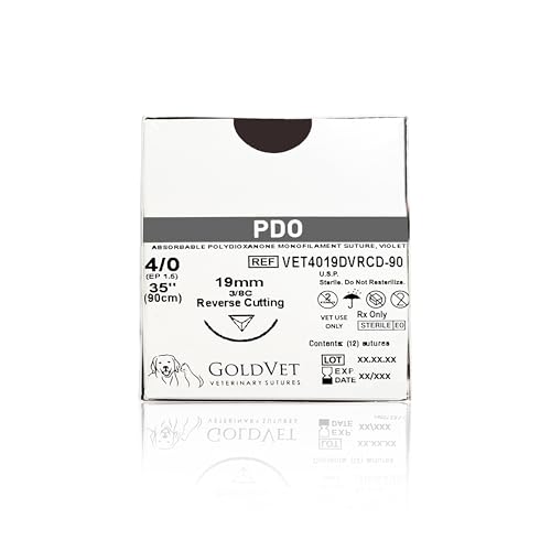 Image of PDO Veterinary Suture 4-0, 3 /8 Round 19mm Reverse Cutting Needle (Comparable to PDS II), 35 inch