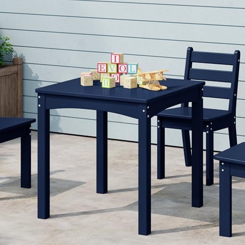 Costaelm Kids Outdoor 24″ Dining Table, Navy Blue
