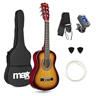 Designed for young musicians, this junior acoustic guitar is the perfect first guitar to inspire children musically, laying a solid foundation for beginner guitarists through accessible playability. Fitted with soft, responsive nylon strings, this gu...