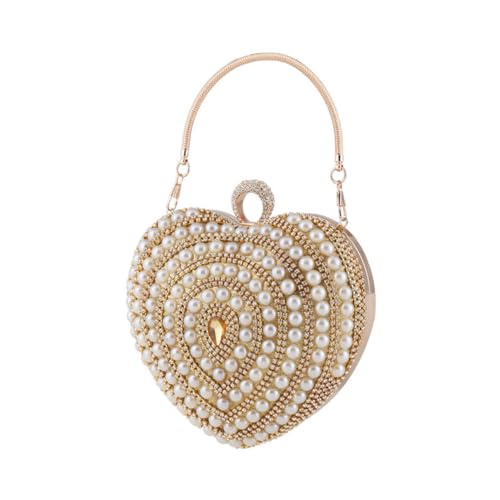 Pochette de soirée dorée pailletée en cristaux pour femme