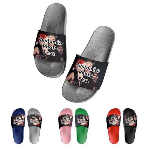 RoPox Custom Slides - Personalized Photo & Name Slippers, Shower