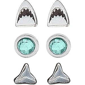 Shark Jaw Metal Round Stud Earrings,Shark Bite ​Ear Studs, Fashion Personality Earrings, Stud Shark Earrings for Women, Cute Ear Decors