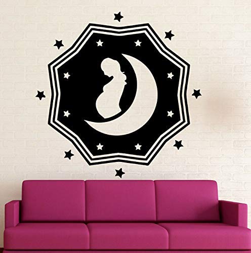 Wandaufkleber Mutter Baby Schwangerschaft Entbindungsheim Kinderzimmer Innendekoration Vinyl Fenster Aufkleber Kunst Mond Sterne Wandbild 57X57 cm Cover