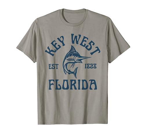 Key West Florida Fishing Marlin Travel Keys Fish Beach Men Women Kids T-Shirt